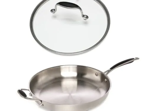 Poêle inox 32 cm avec couvercle