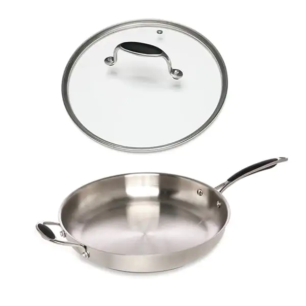 Poêle inox 32 cm avec couvercle