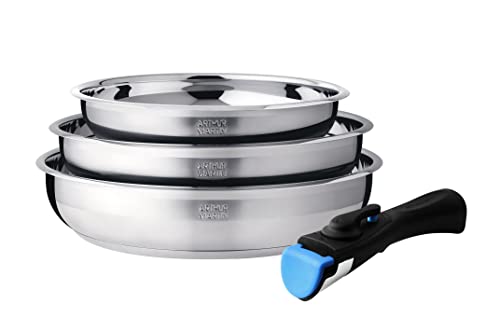 Set de 3 poêles en acier inoxydable