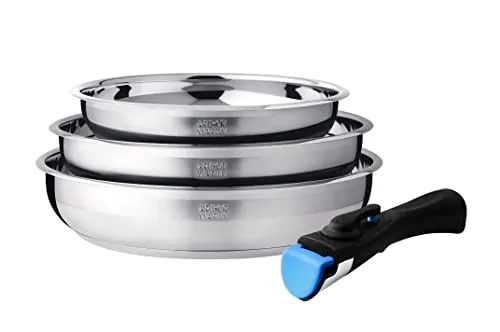 Set de 3 poêles en acier inoxydable