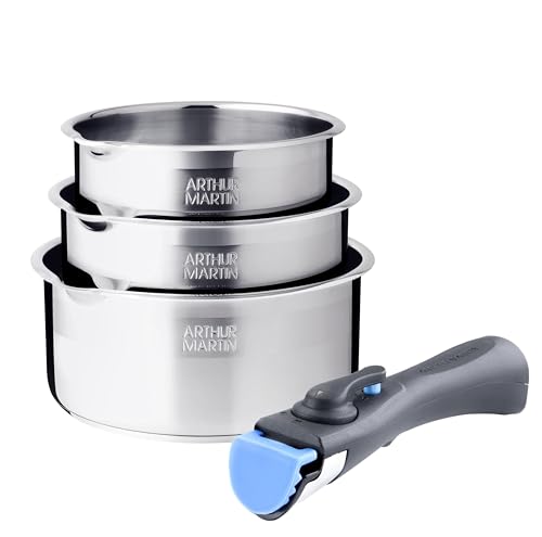 Lot de 3 casseroles inox Arthur Martin