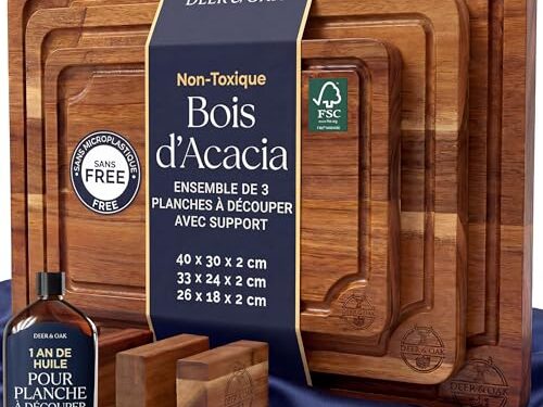 Lot de 3 planches à découper en acacia