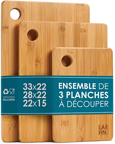 Lot de 3 Planches à Découper en Bambou