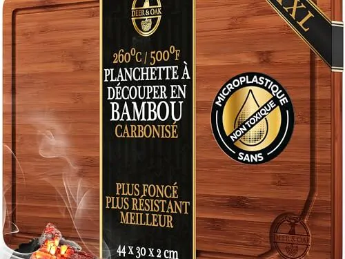 Planche à découper XXL en bambou carbonisé