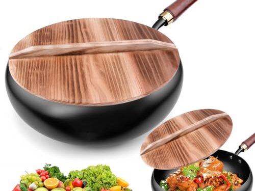 Poêle en Fonte Wok Chinois 28cm
