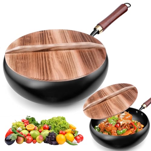 Poêle en Fonte Wok Chinois 28cm