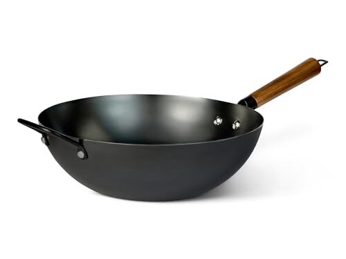 Wok Pré-Assaisonné 32cm Acier au Carbone
