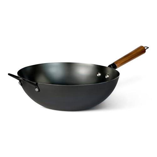 Wok Pré-Assaisonné 32cm Acier au Carbone