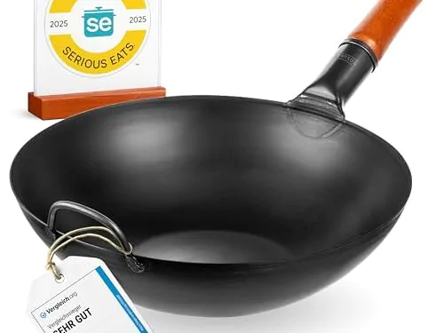Wok YOSUKATA 34 cm Acier Carbone Pré-assaisonné