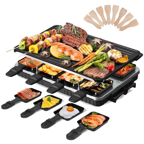 Appareil à Raclette 2-en-1 pour 8 Personnes