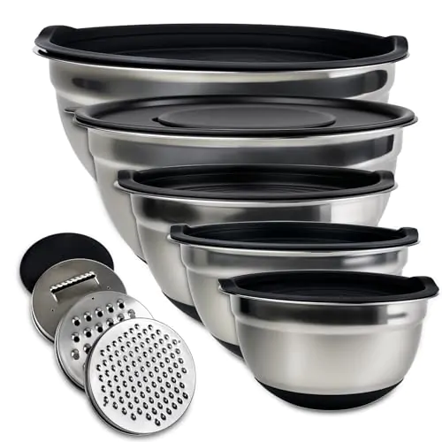 Cul de Poule Inox Lot de 5 avec Couvercle