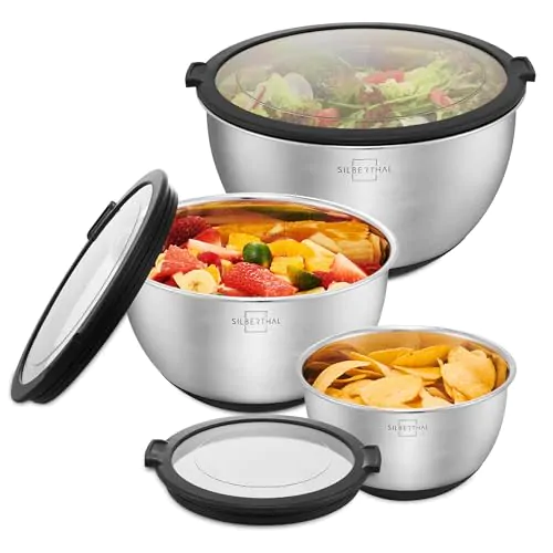 Lot de 3 Saladiers Hermétiques en Acier Inox