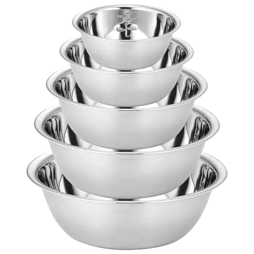 Lot de 5 bols mélangeurs en inox