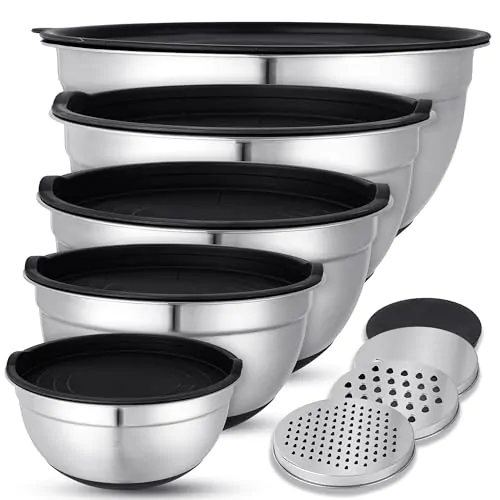 Lot de 5 Saladiers Inox avec Couvercle