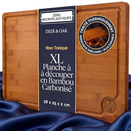 Planche à découper XL en bambou carbone