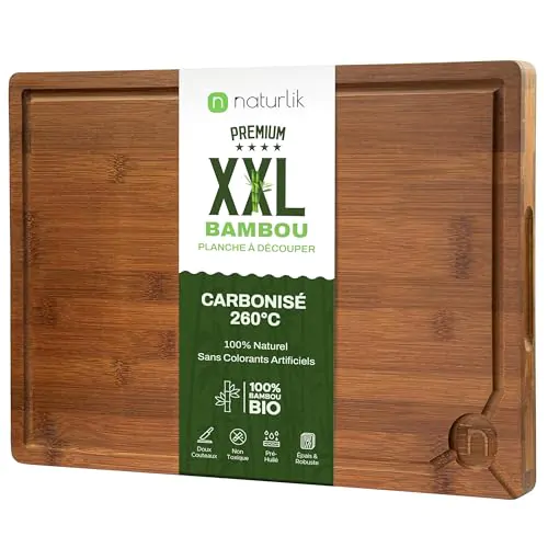 Planche à Découper XXL en Bambou Carbonisé
