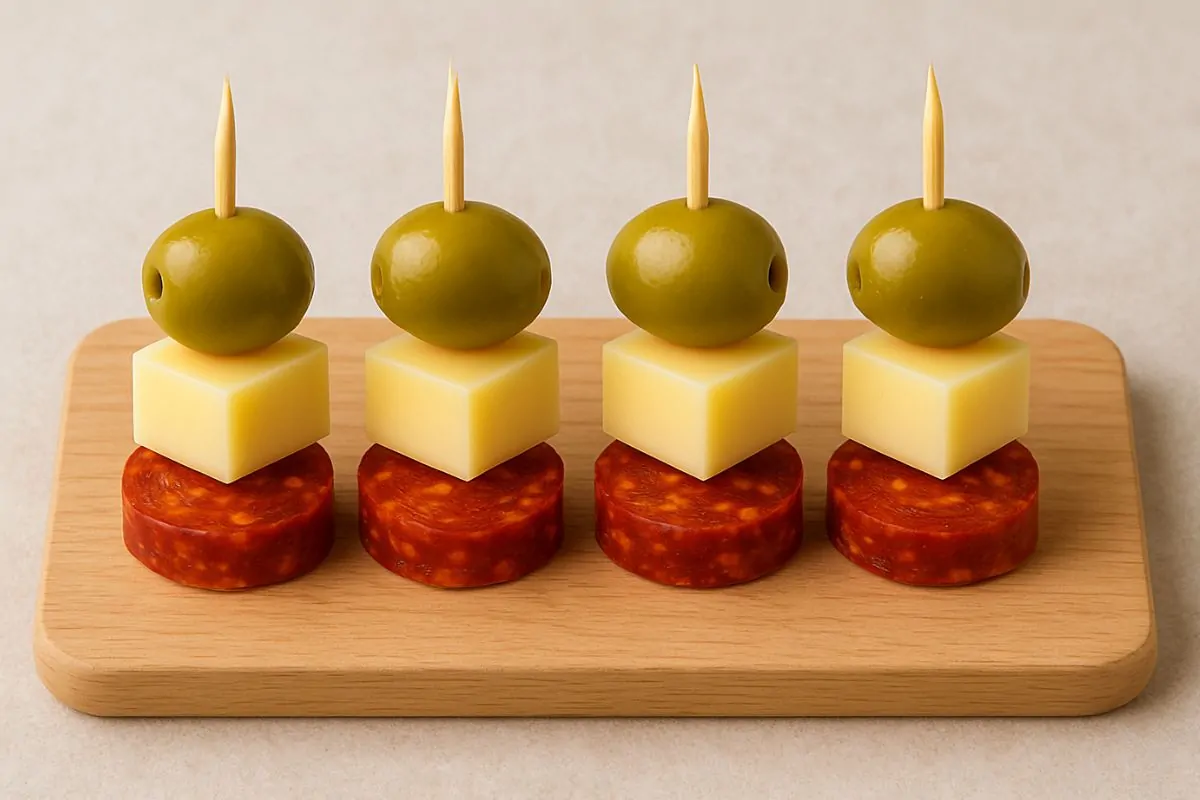 Chorizo, queso y aceituna