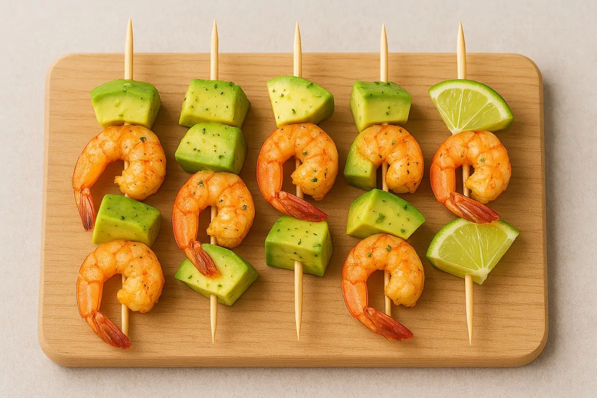 Camarones, aguacate y lima