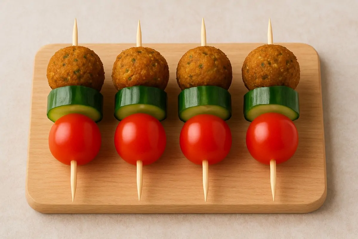 Falafels, tomate cherry y pepino