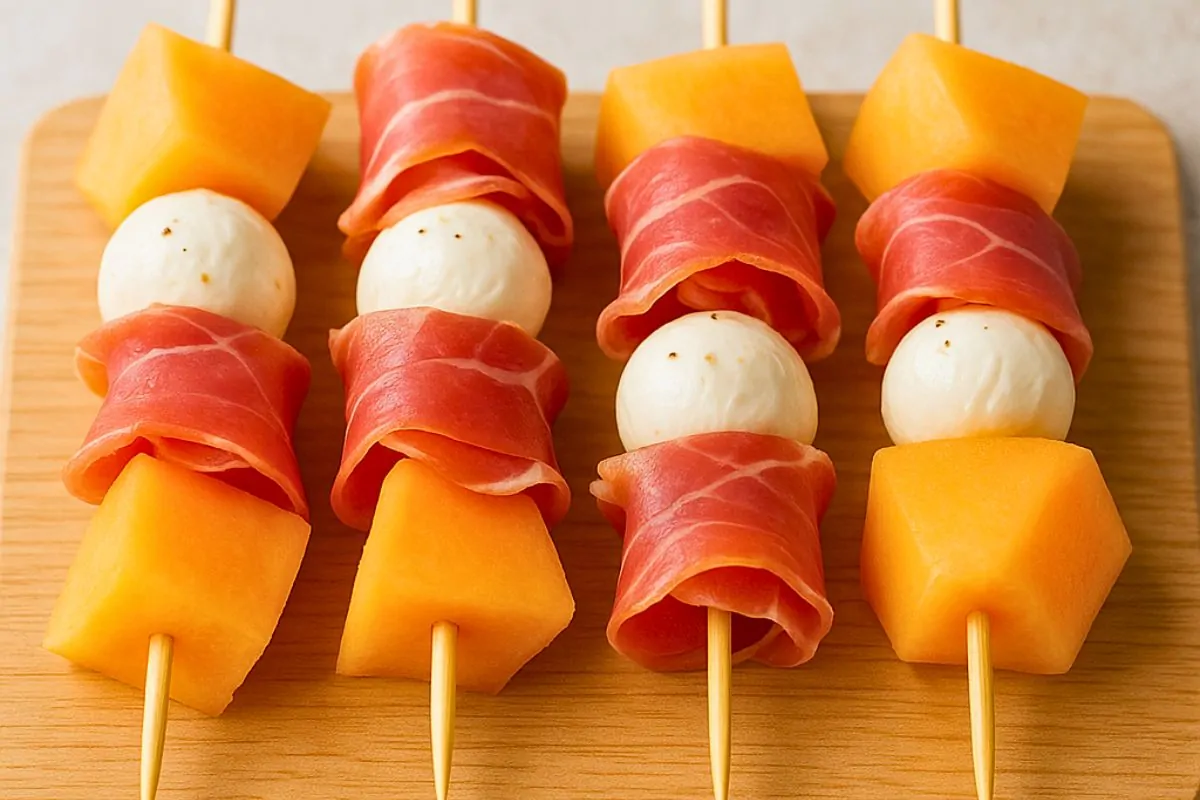 Melón, prosciutto y mozzarella