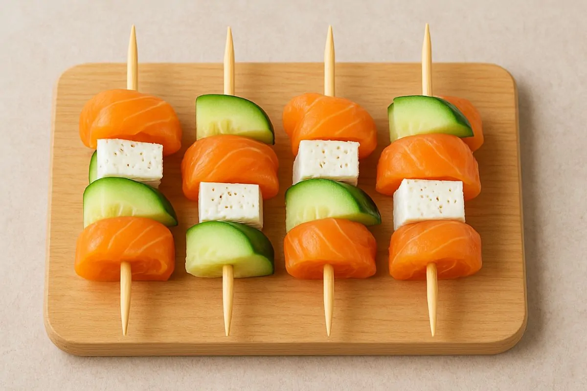 Salmón ahumado, pepino y queso crema