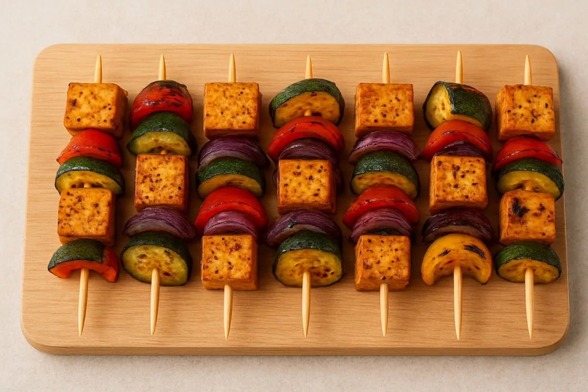 Tofu marinado y verduras a la parrilla