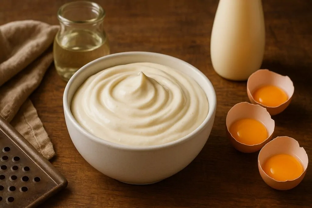 Authentic Japanese mayonnaise recipe and fresh ingredients