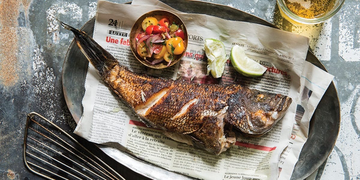 Black bass frit à la poêle