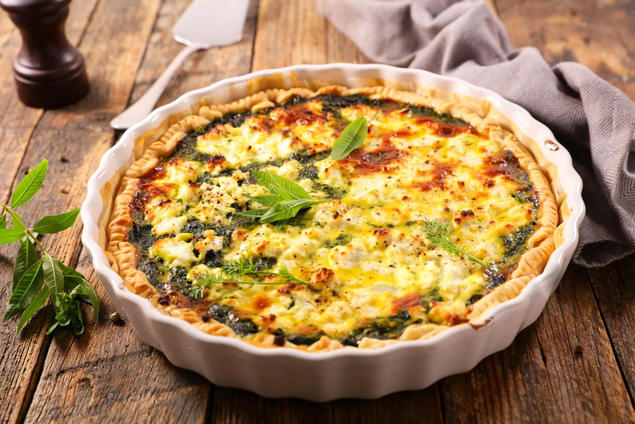 Goat cheese and spinach quiche