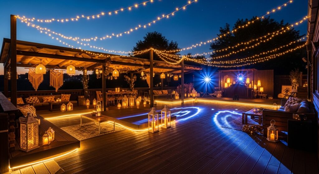 iluminación exterior nocturna