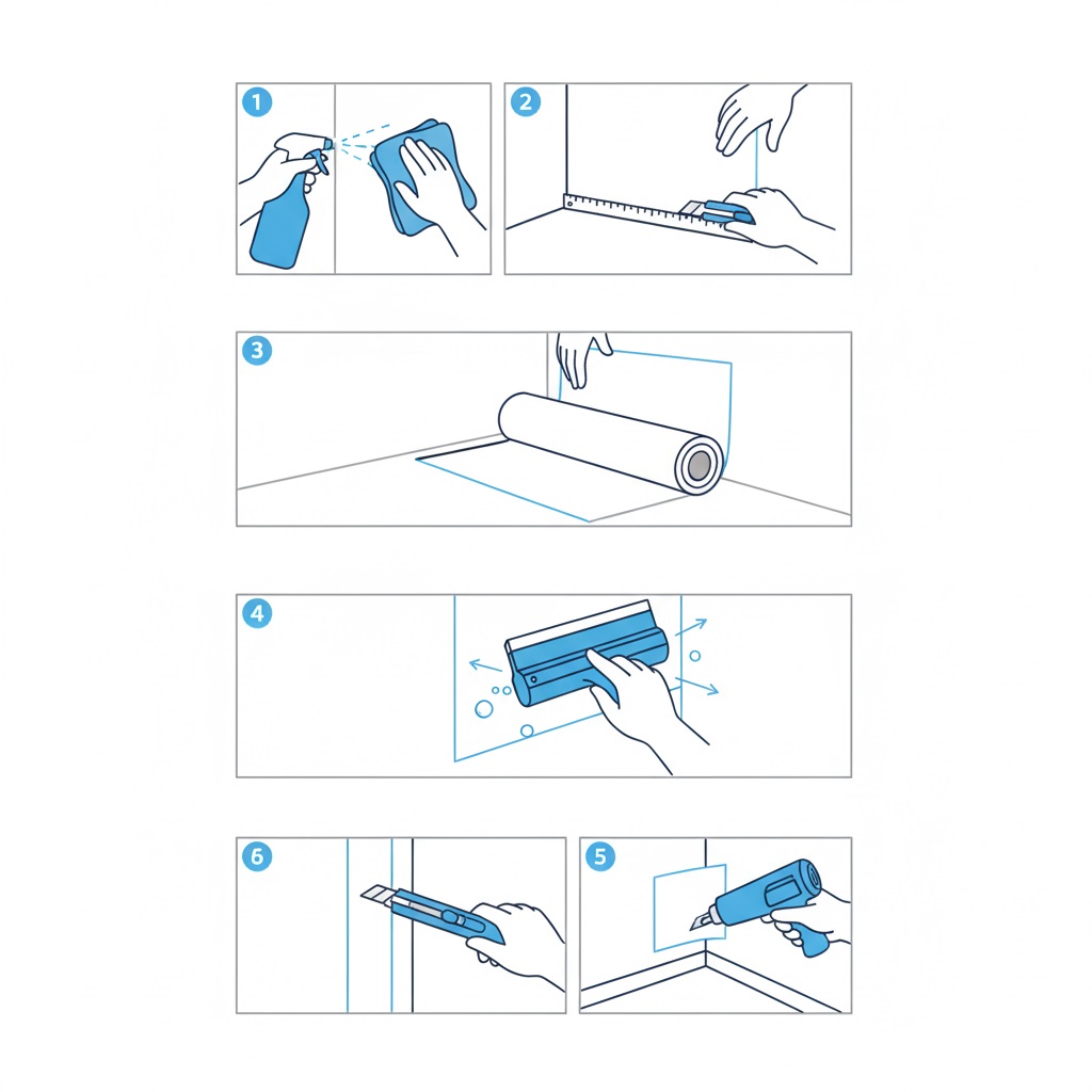 Infografía: 5 pasos para la aplicación profesional de láminas adhesivas decorativas