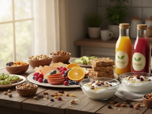 Merienda orgánica con la familia