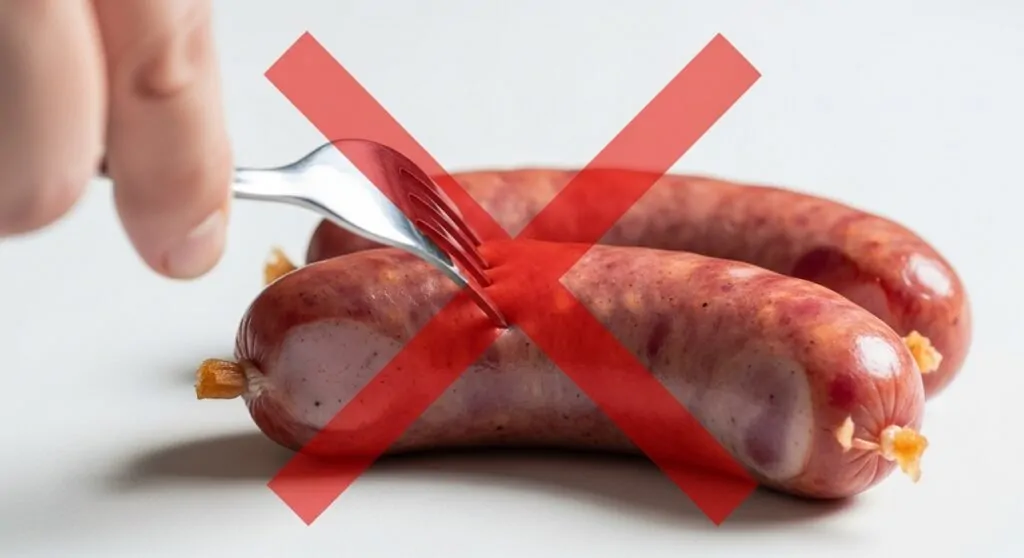 Do not prick the Toulouse sausage before cooking Do not prick the Toulouse sausage before cooking