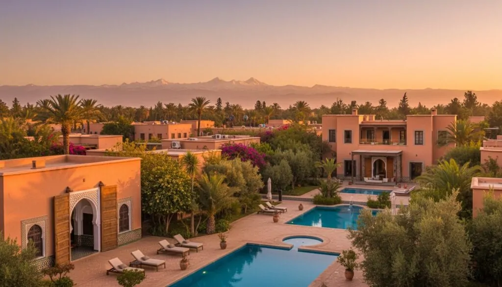 Vue d'une partie des villas et des riads de Marrakech Vue d'une partie des villas et des riads de Marrakech