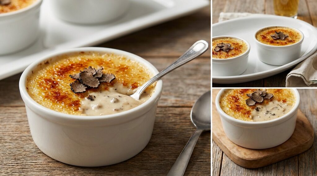 Crème brûlée salada con champiñones y trufa