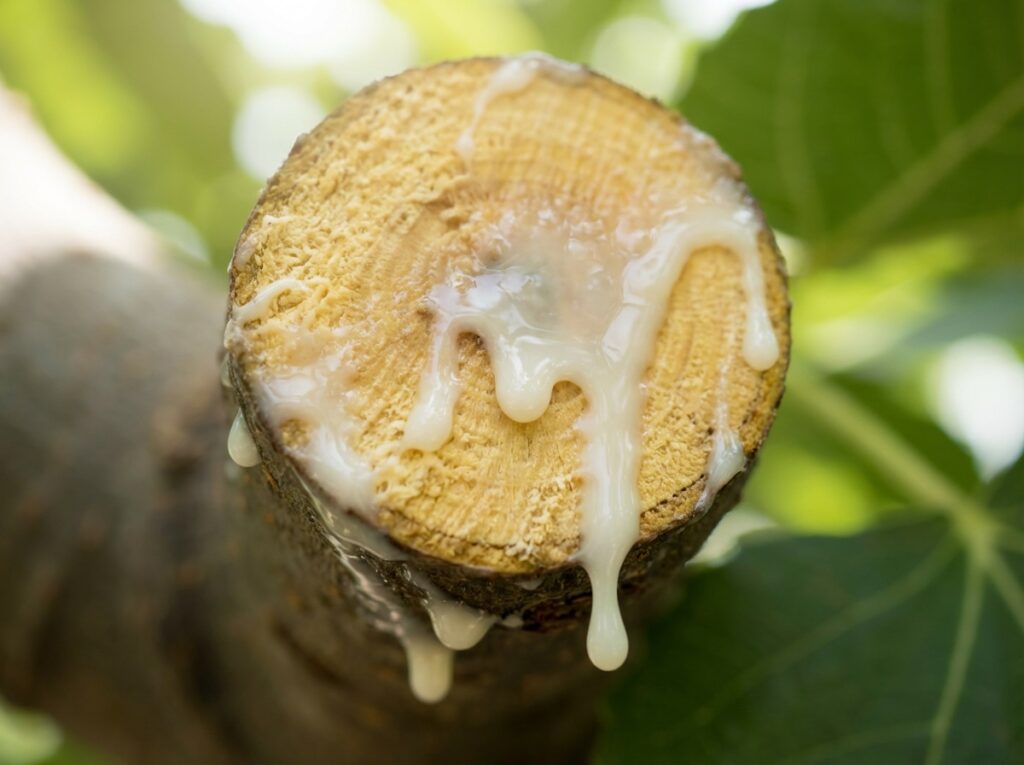 Primer plano de una higuera de látex