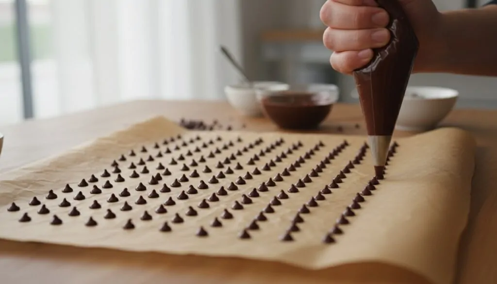 Chocolate chips with a piping bag chocolate chips with a piping bag