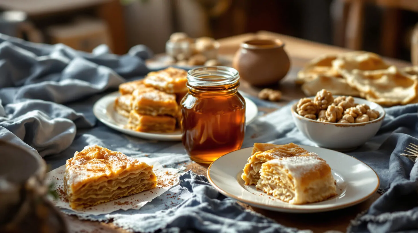 Selection of authentic Armenian desserts traditional Armenian desserts: baklava gata, nut pastries