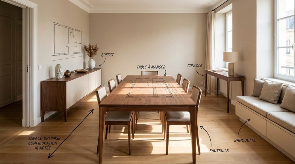 Adaptación de los muebles del comedor al espacio