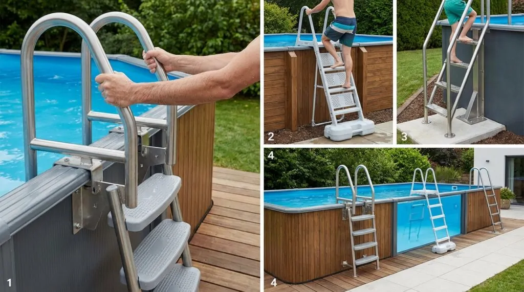 Puntos de seguridad para escaleras de piscinas elevadas