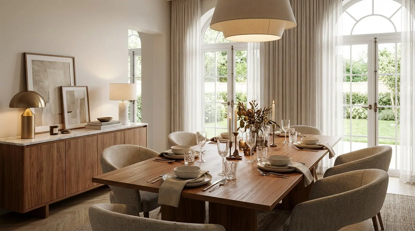 ensemble de mobilier dans une salle à manger