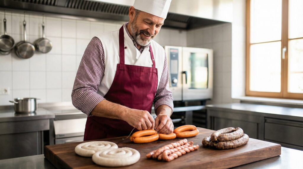 Salchichas alsacianas preparadas en la cocina