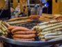 Alsatian sausages being grilled