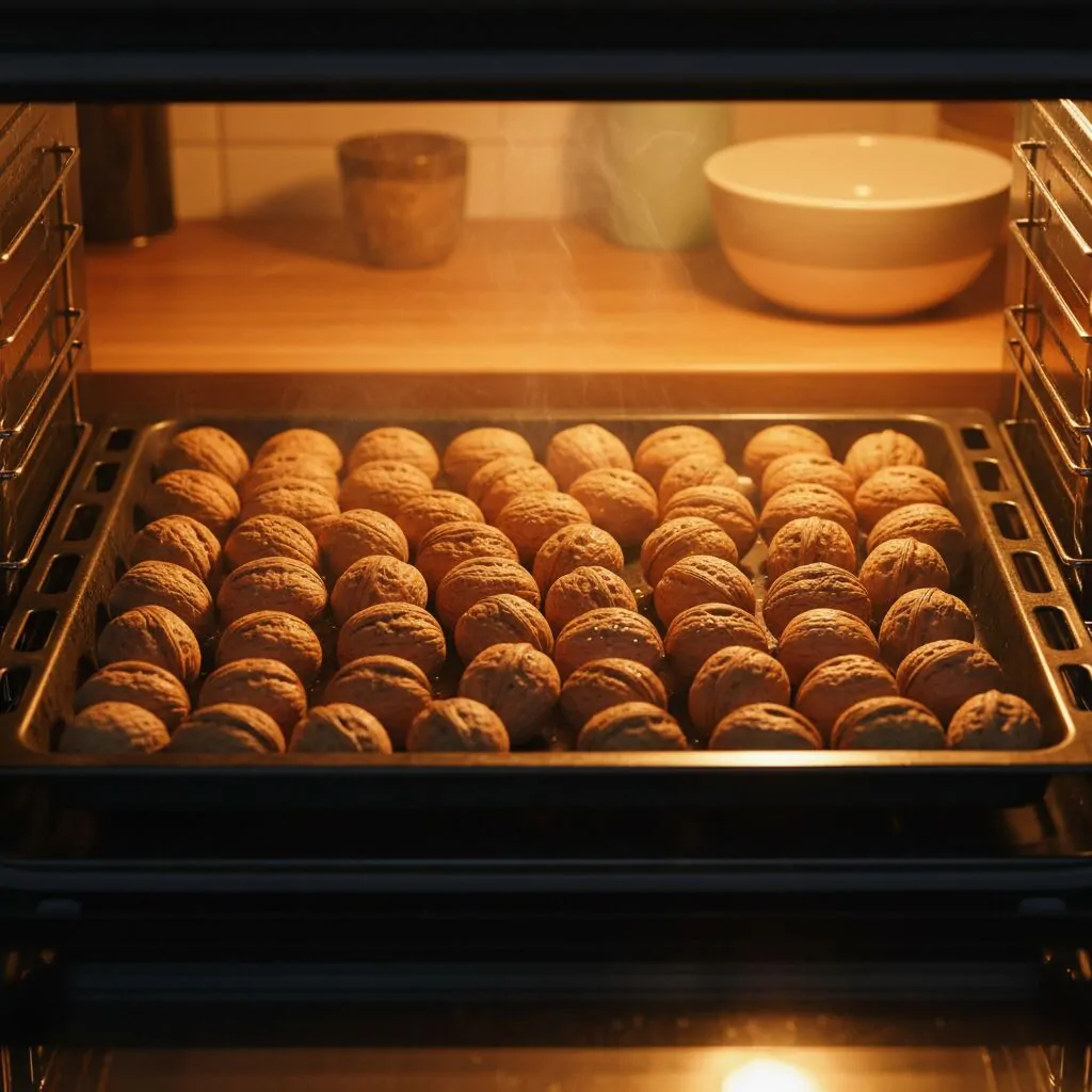 Quick drying of nuts in the oven
