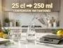 25 Zentiliter (cl) lassen sich einfach in Milliliter (ml) umrechnen