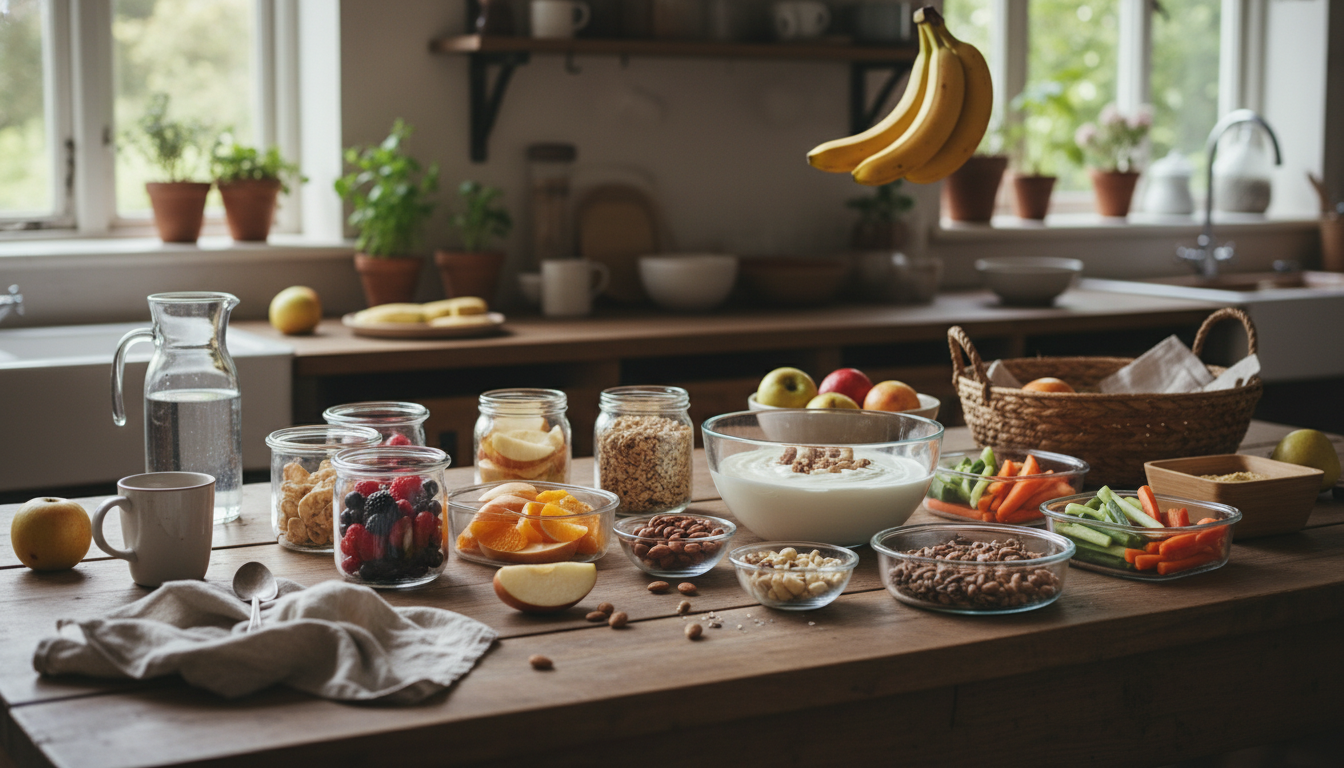 Preparando un refrigerio orgánico y saludable