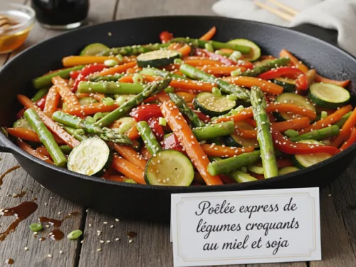 Receta rápida y sencilla de salteado de verduras crujientes con miel y soja