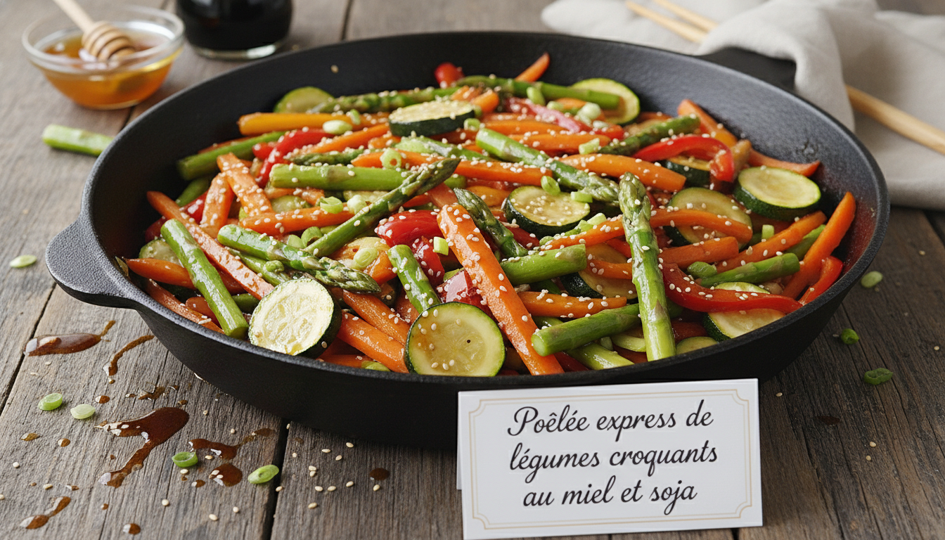 Poêlée express de légumes croquants au miel et au soja