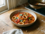 Squid, peppers, chorizo