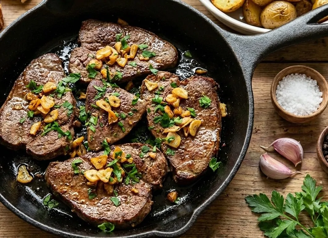 Corazón de res con ajo y perejil